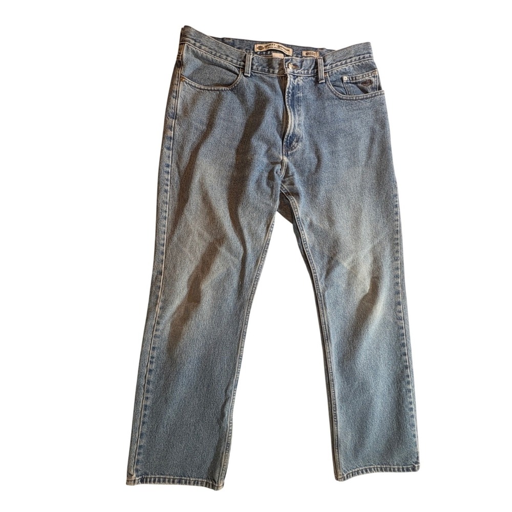 Harley Davidson Boot Cut Jeans Mens‎ 38x32 Blue Denim Biker Riding Pants